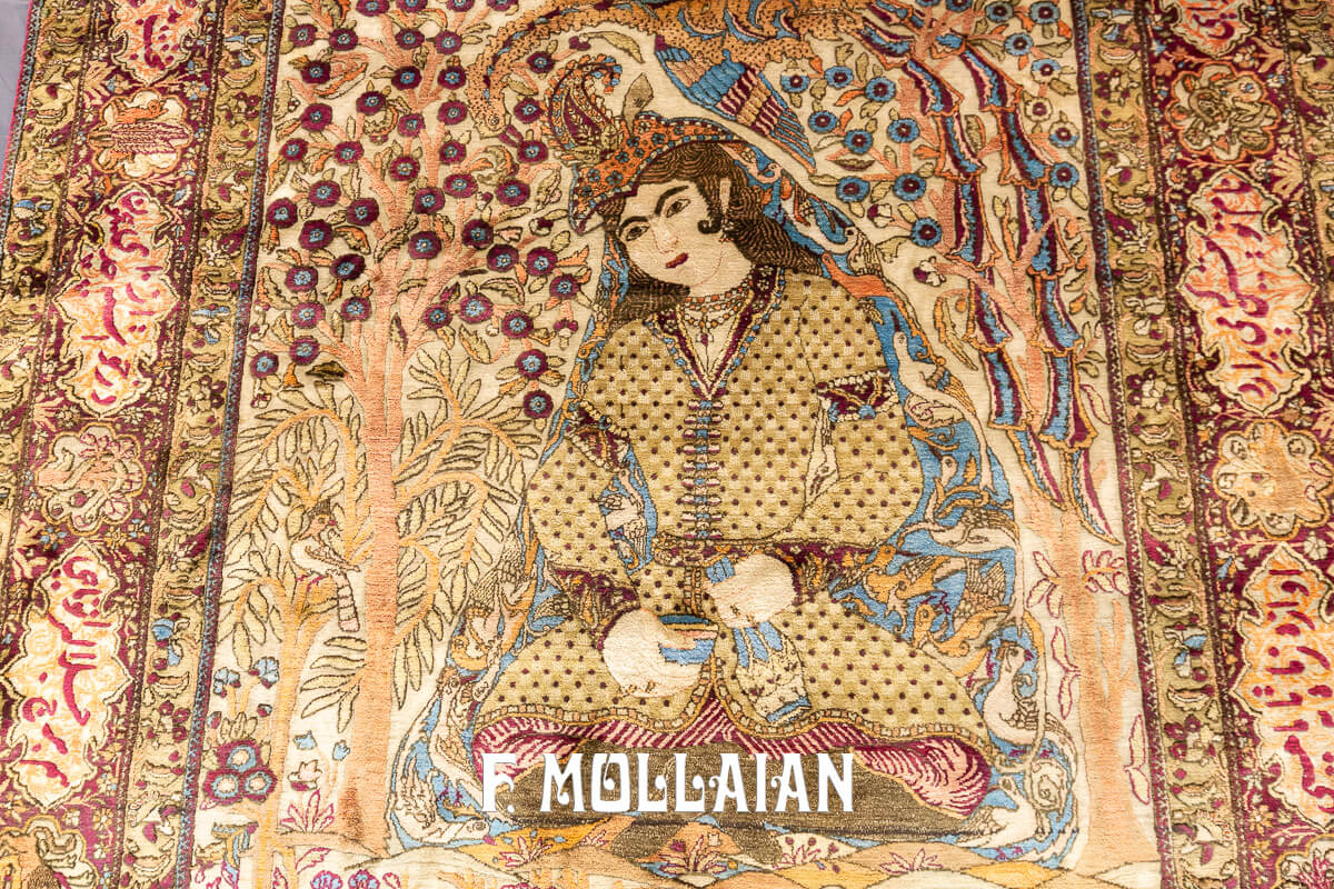 Kashan Mohtasham Pictorial Souf Silk Rug n°:549447